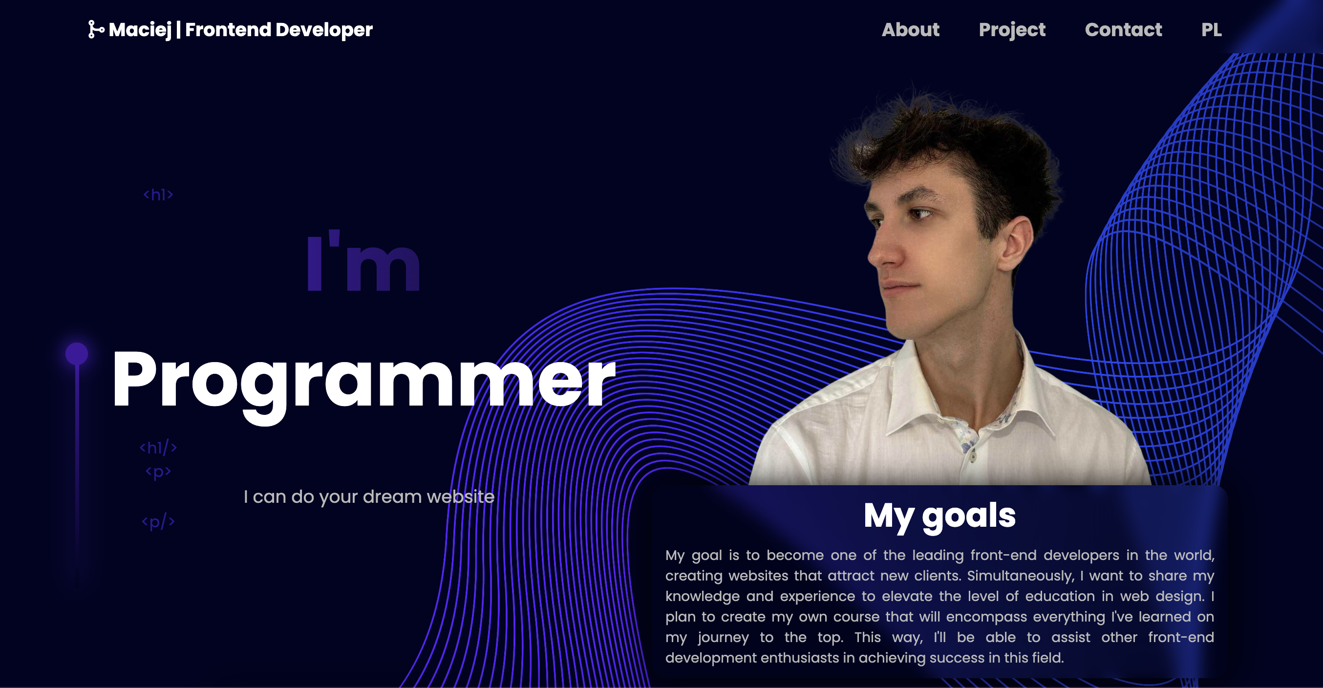 Ciemna barwa strony, nowoczesna